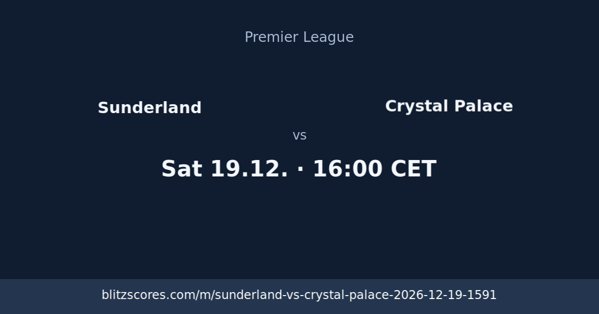 Sunderland vs Crystal Palace score card