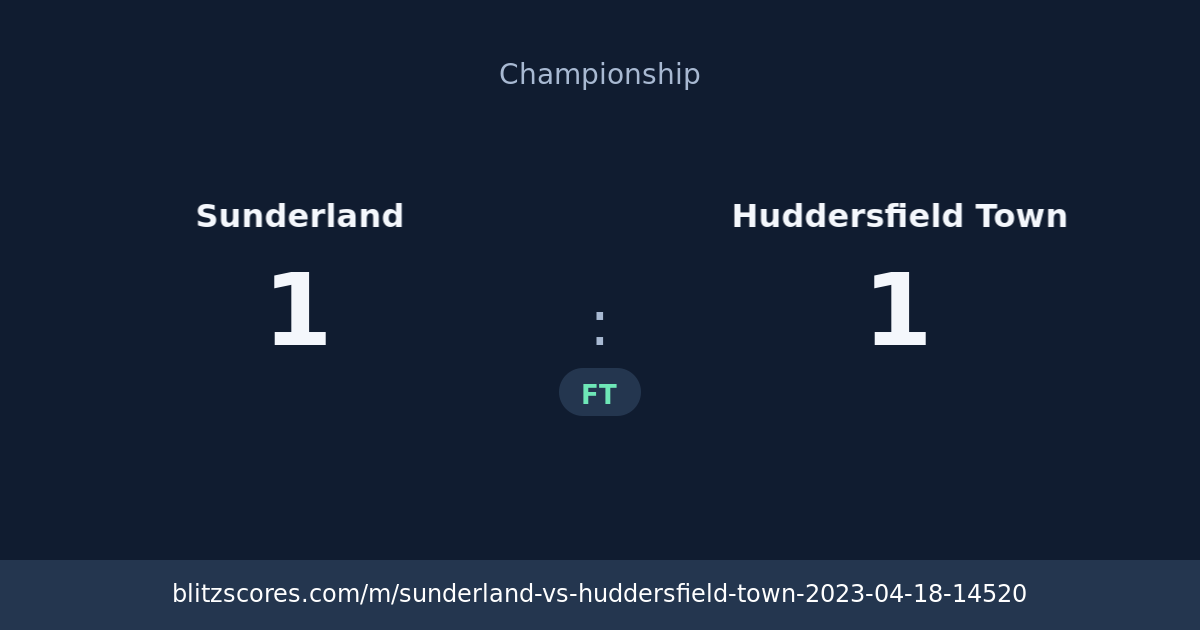 Sunderland vs Huddersfield Town score card