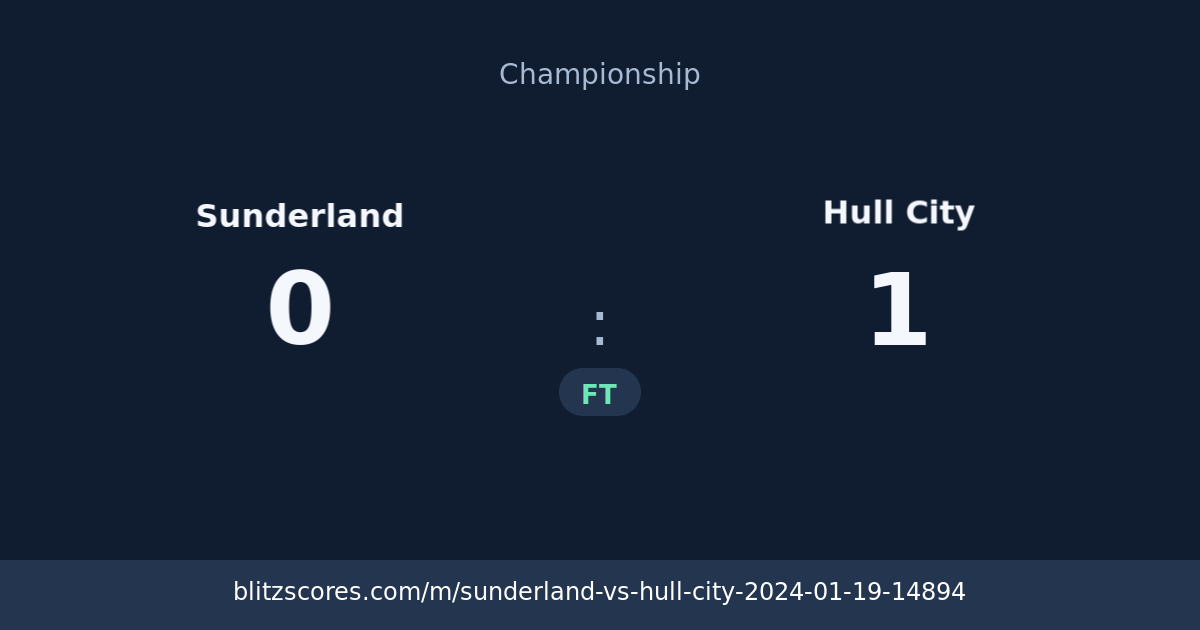 Sunderland vs Hull City score card