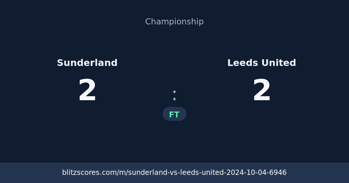 Sunderland vs Leeds United score card