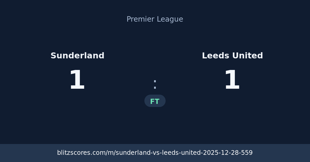 Sunderland vs Leeds United score card