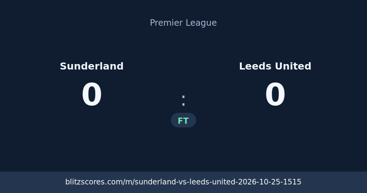 Sunderland vs Leeds United score card