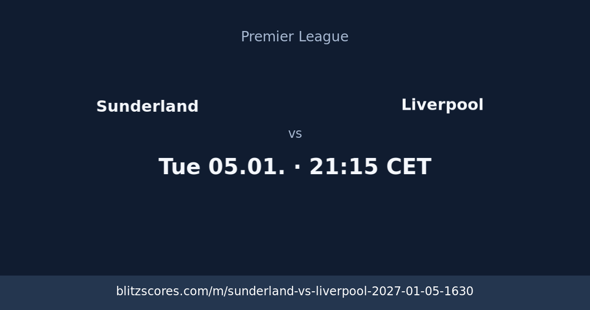 Sunderland vs Liverpool score card