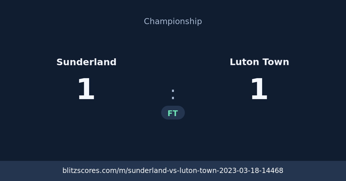 Sunderland vs Luton Town score card