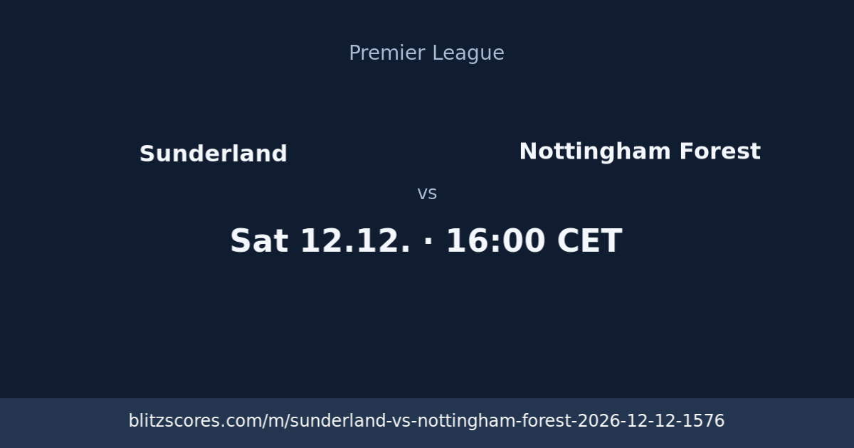Sunderland vs Nottingham Forest score card