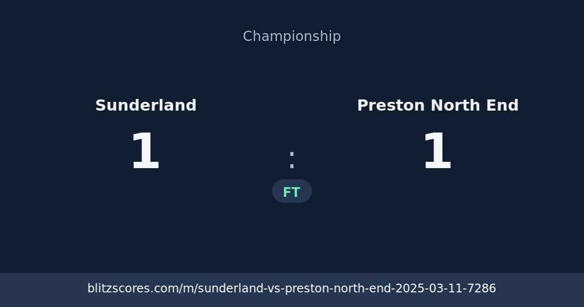 Sunderland vs Preston North End score card