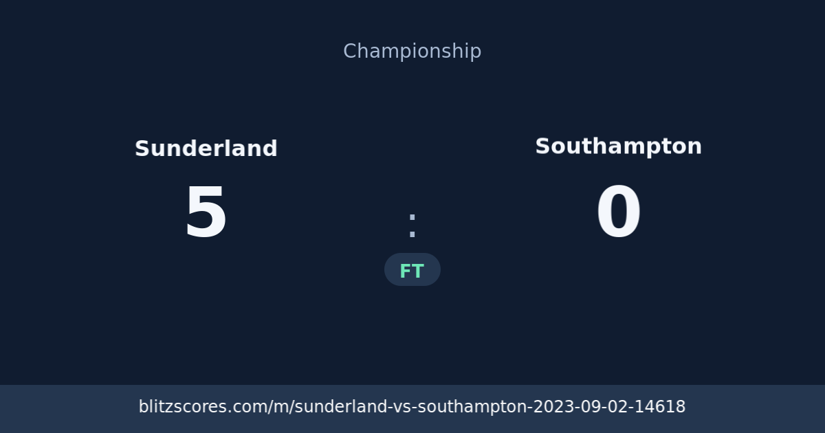 Sunderland vs Southampton score card