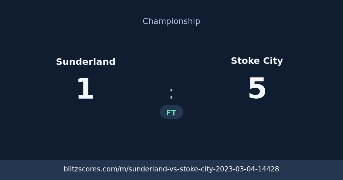 Sunderland vs Stoke City score card
