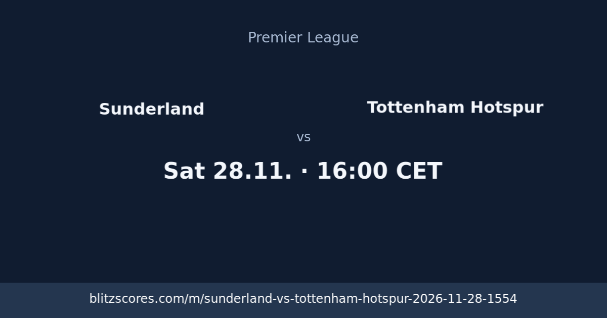 Sunderland vs Tottenham Hotspur score card