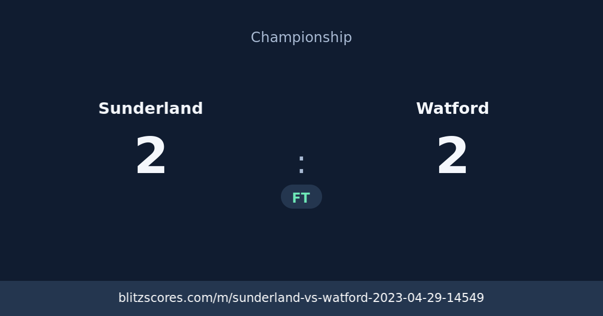 Sunderland vs Watford score card