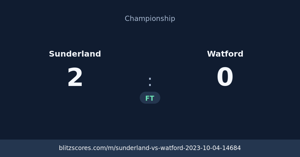 Sunderland vs Watford score card