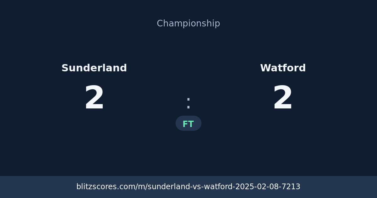 Sunderland vs Watford score card