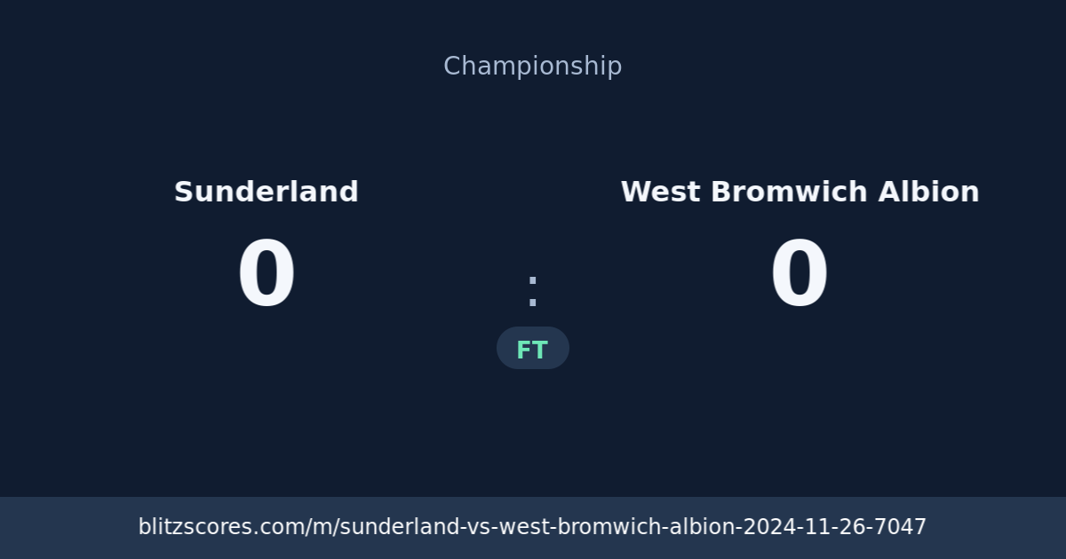 Sunderland vs West Bromwich Albion score card