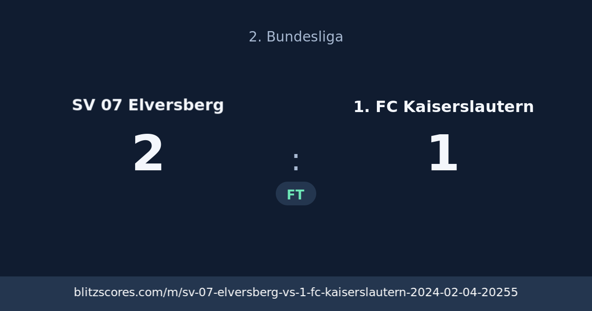 SV 07 Elversberg vs 1. FC Kaiserslautern score card