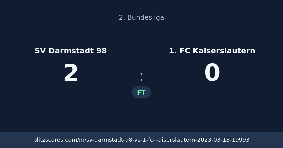 SV Darmstadt 98 vs 1. FC Kaiserslautern score card