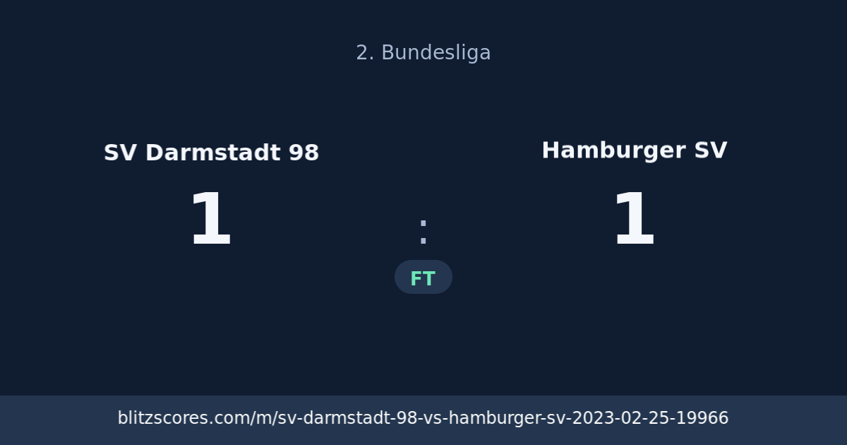 SV Darmstadt 98 vs Hamburger SV score card