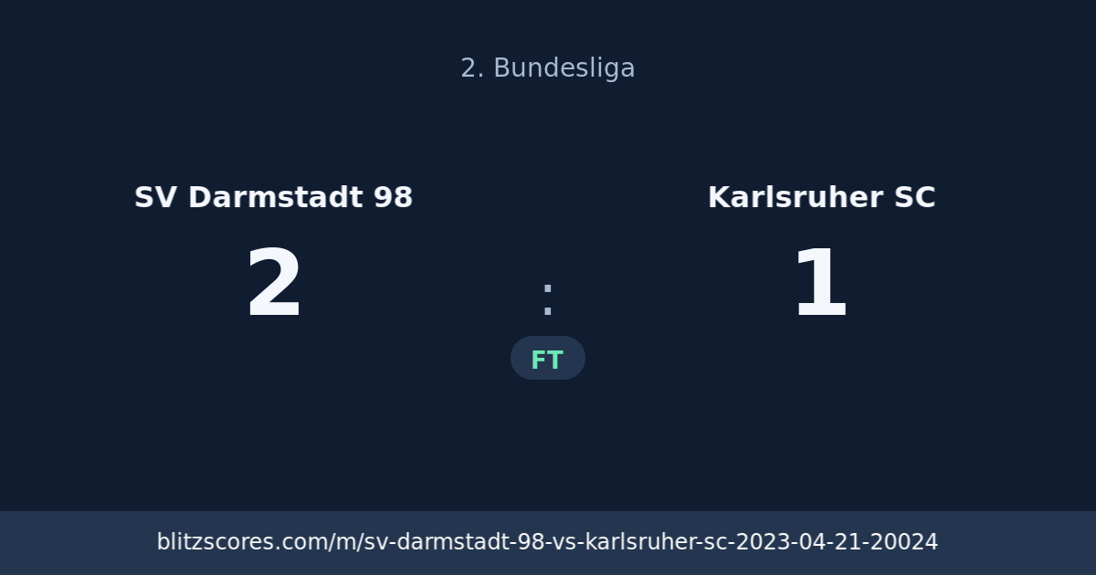 SV Darmstadt 98 vs Karlsruher SC score card
