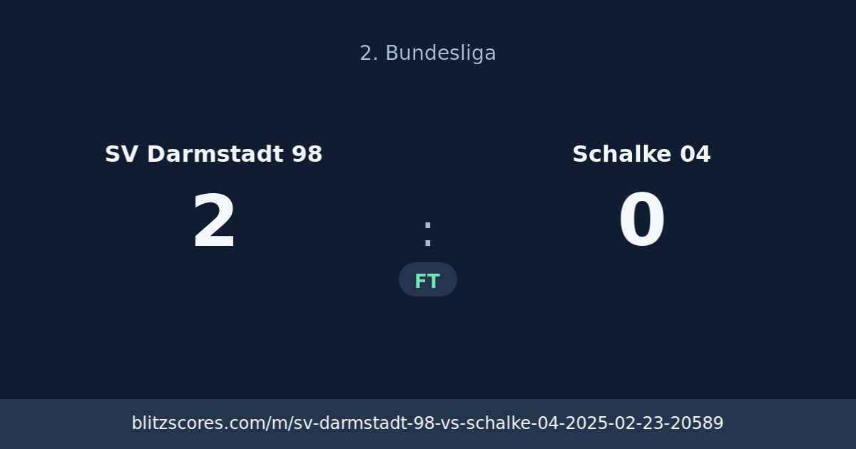 SV Darmstadt 98 vs Schalke 04 score card