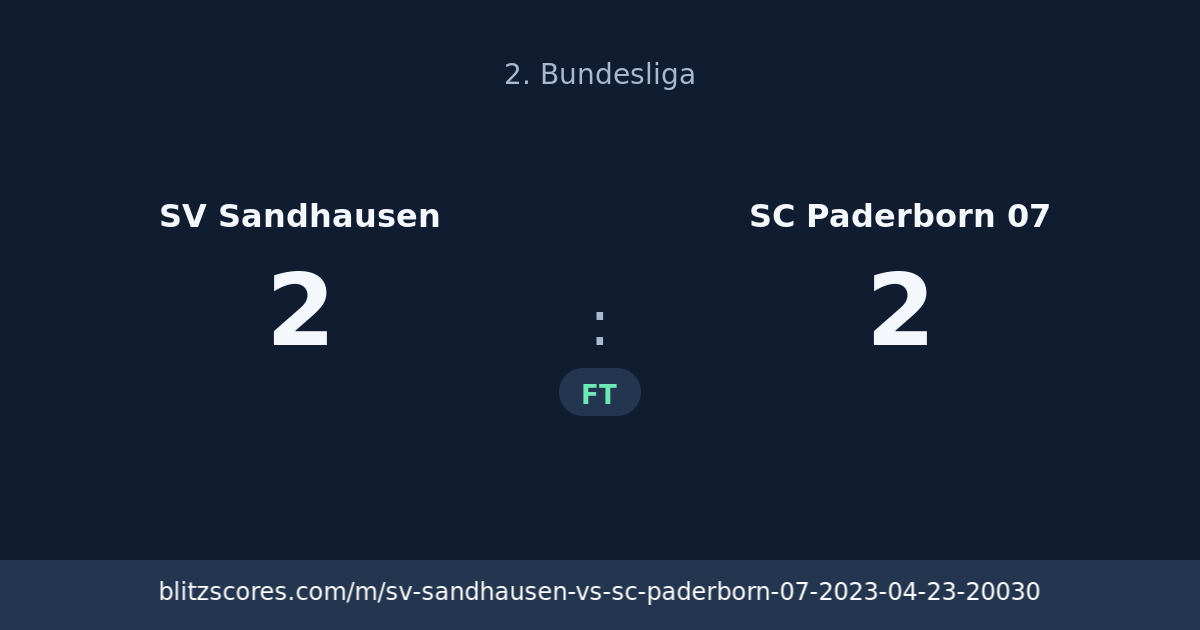 SV Sandhausen vs SC Paderborn 07 score card