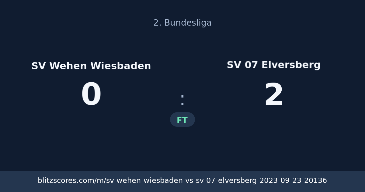 SV Wehen Wiesbaden vs SV 07 Elversberg score card