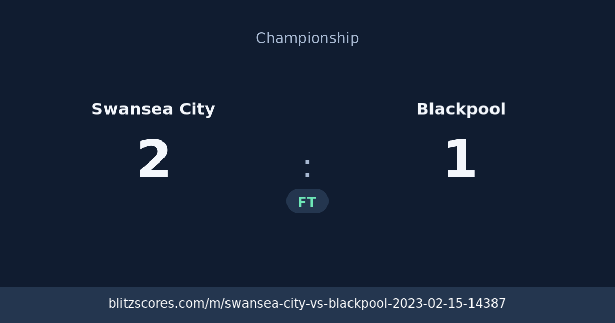 Swansea City vs Blackpool score card