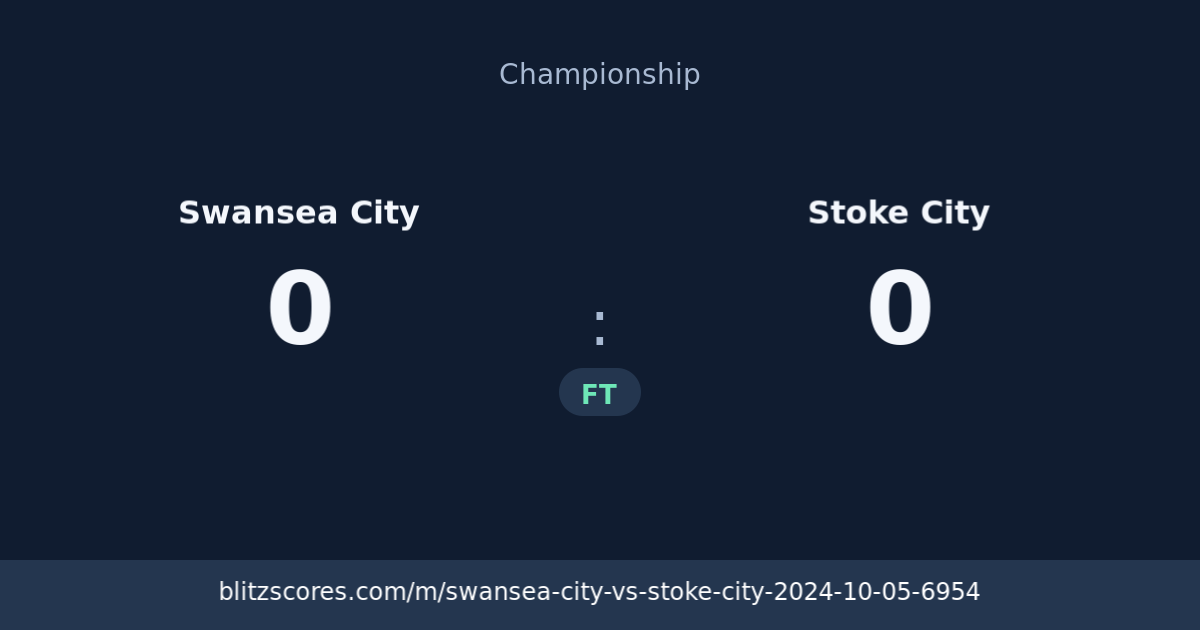Swansea City vs Stoke City score card