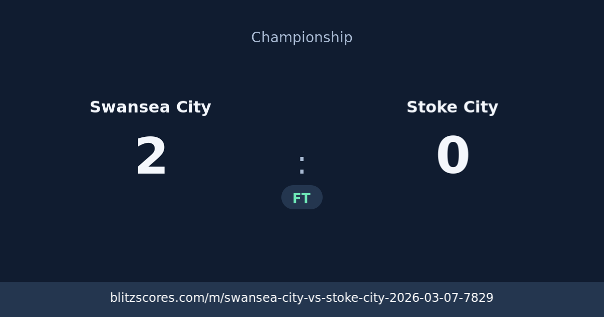 Swansea City vs Stoke City score card