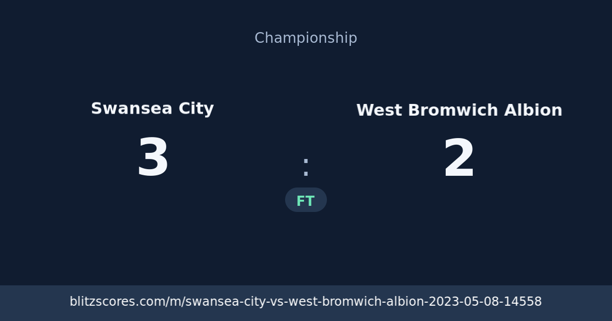 Swansea City vs West Bromwich Albion score card