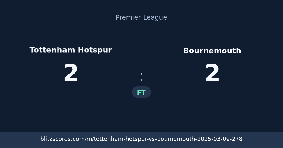 Tottenham Hotspur vs Bournemouth score card