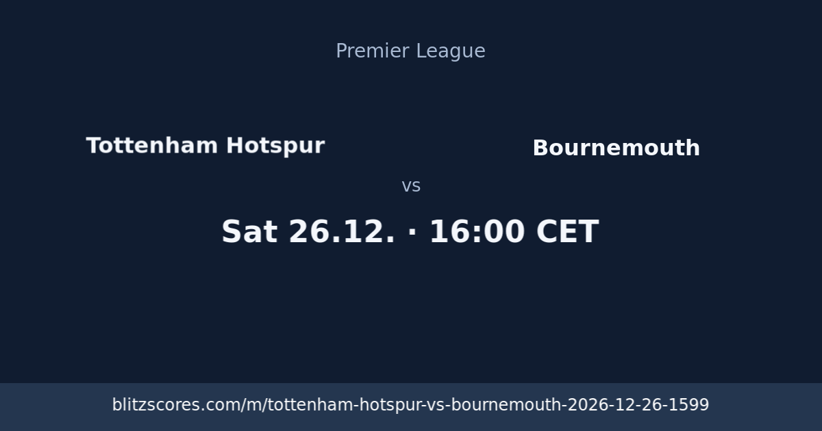 Tottenham Hotspur vs Bournemouth score card