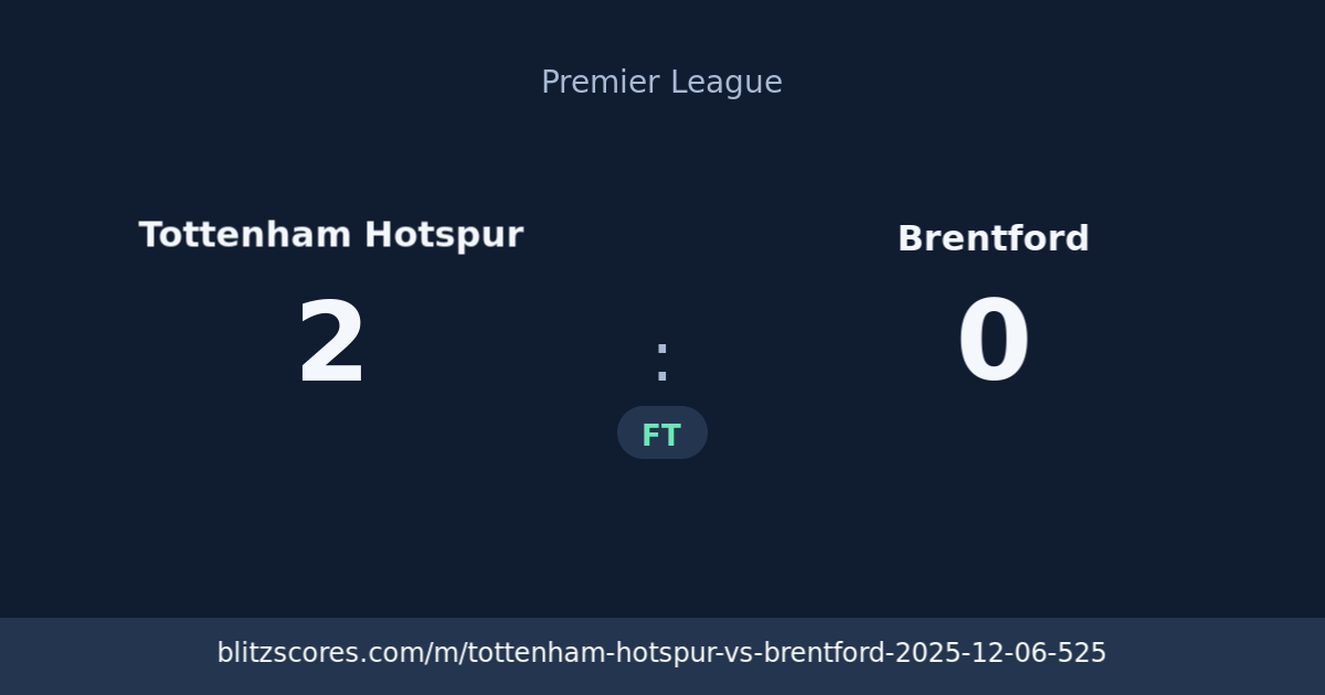 Tottenham Hotspur vs Brentford score card
