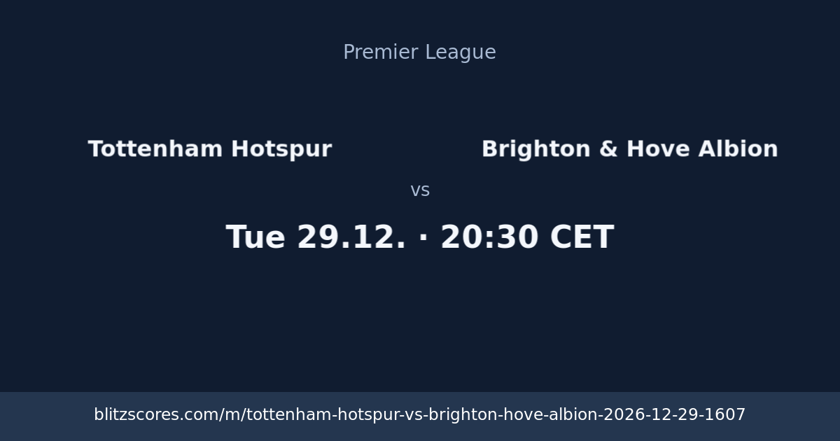 Tottenham Hotspur vs Brighton & Hove Albion score card