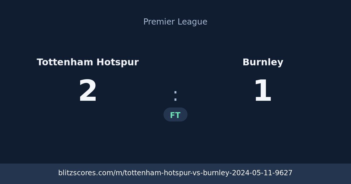 Tottenham Hotspur vs Burnley score card