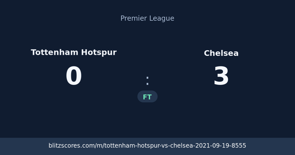 Tottenham Hotspur vs Chelsea score card