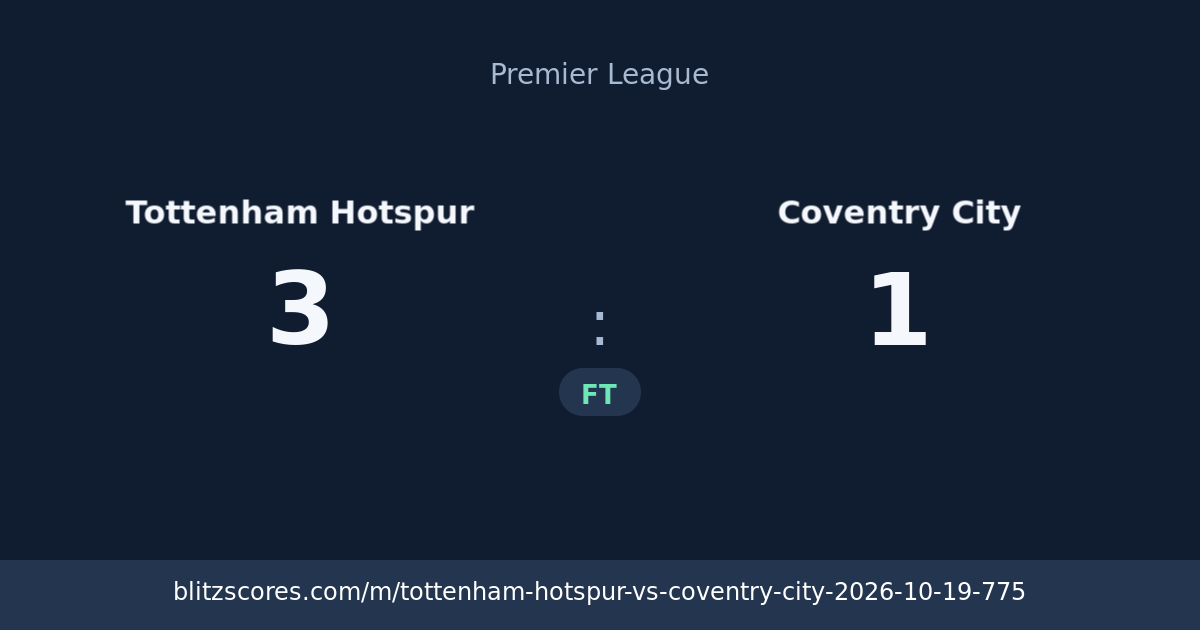 Tottenham Hotspur vs Coventry City score card