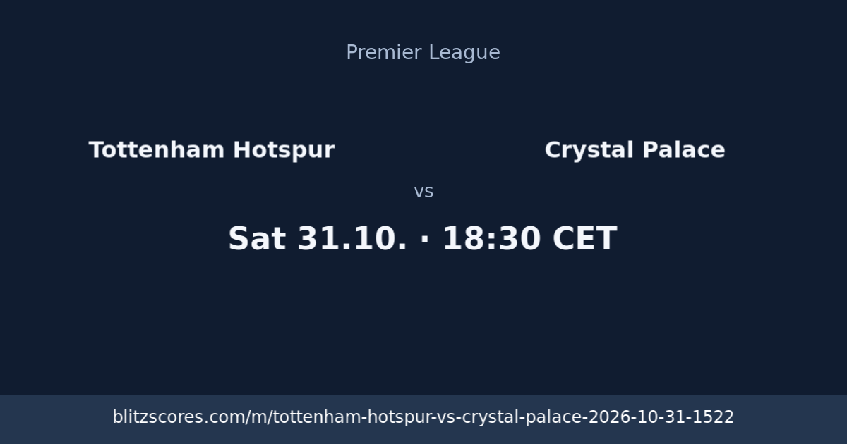 Tottenham Hotspur vs Crystal Palace score card