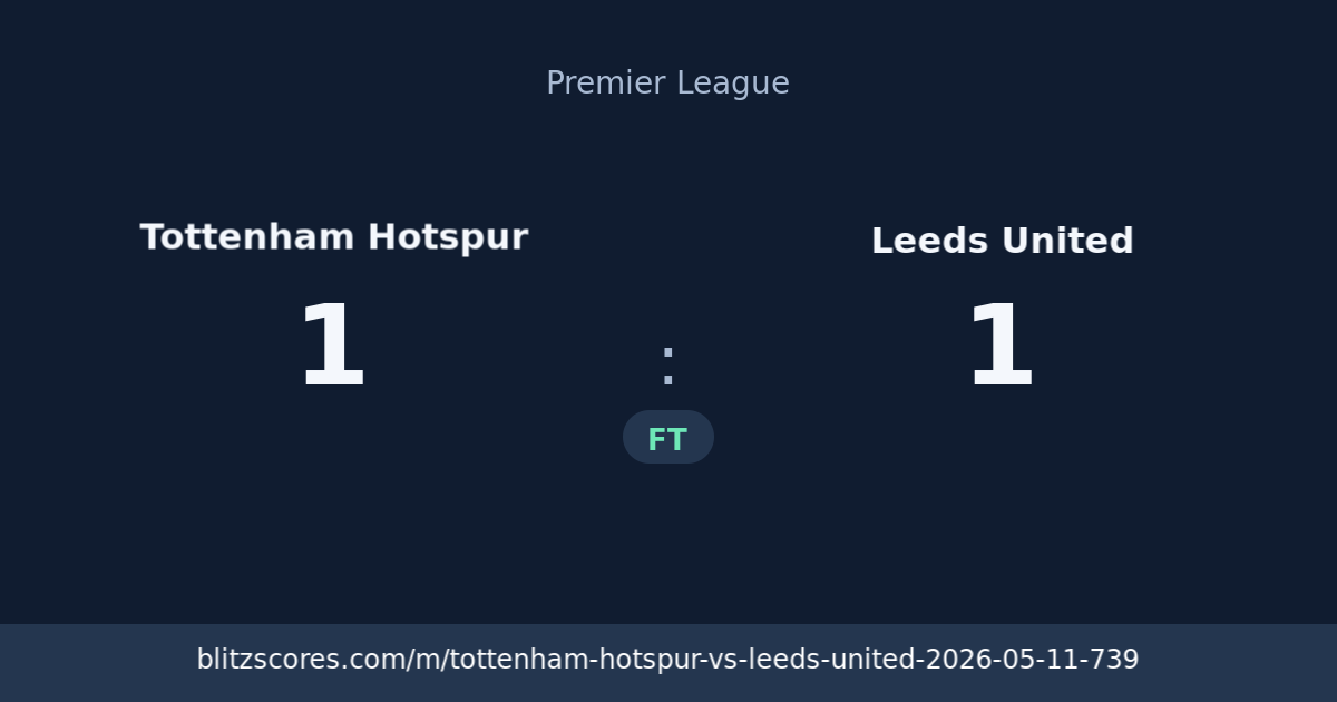 Tottenham Hotspur vs Leeds United score card