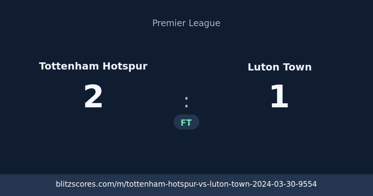 Tottenham Hotspur vs Luton Town score card