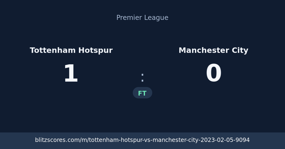 Tottenham Hotspur vs Manchester City score card