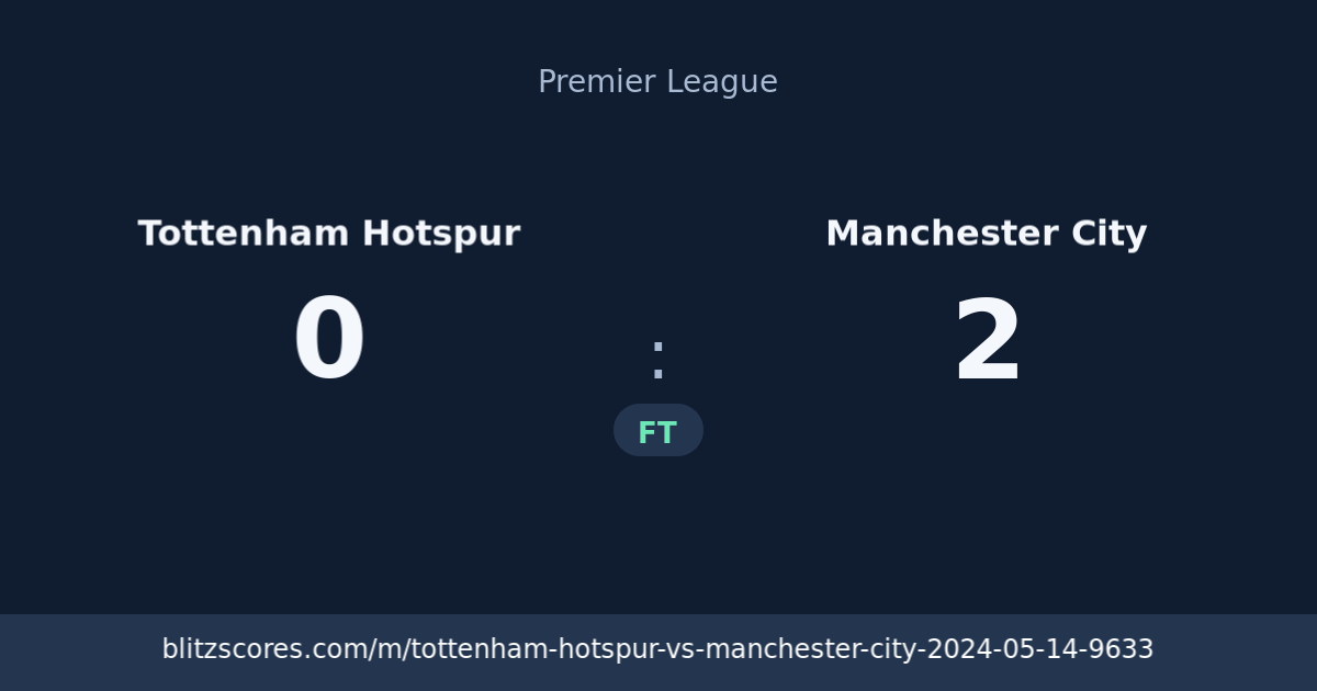Tottenham Hotspur vs Manchester City score card