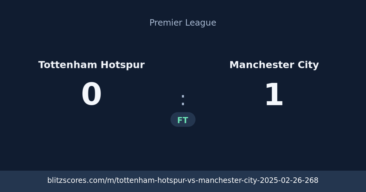 Tottenham Hotspur vs Manchester City score card