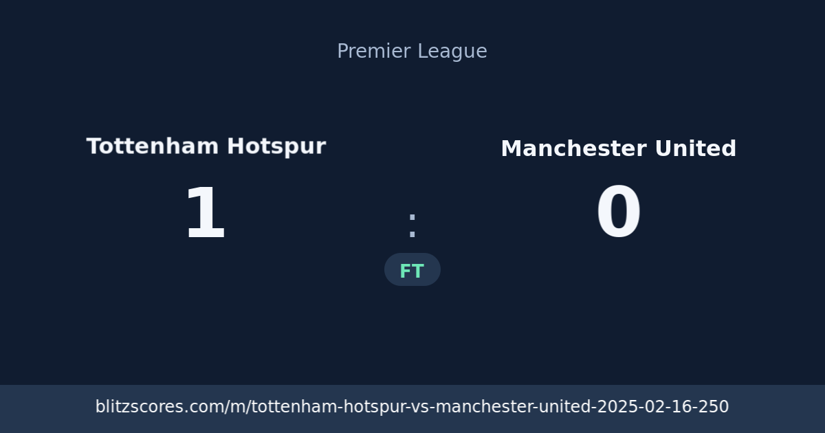 Tottenham Hotspur vs Manchester United score card