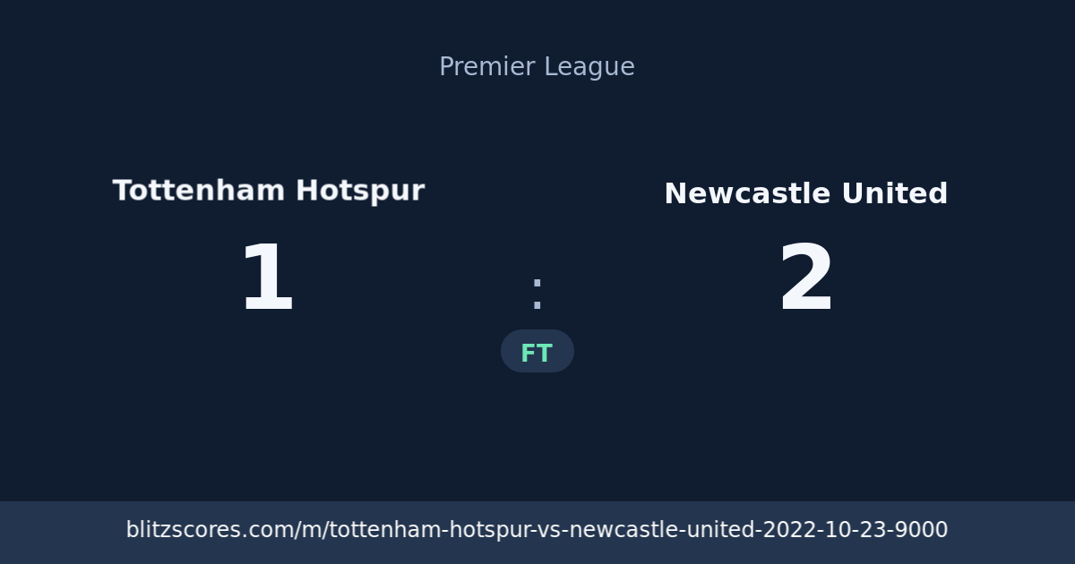Tottenham Hotspur vs Newcastle United score card