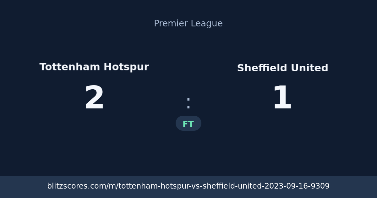 Tottenham Hotspur vs Sheffield United score card