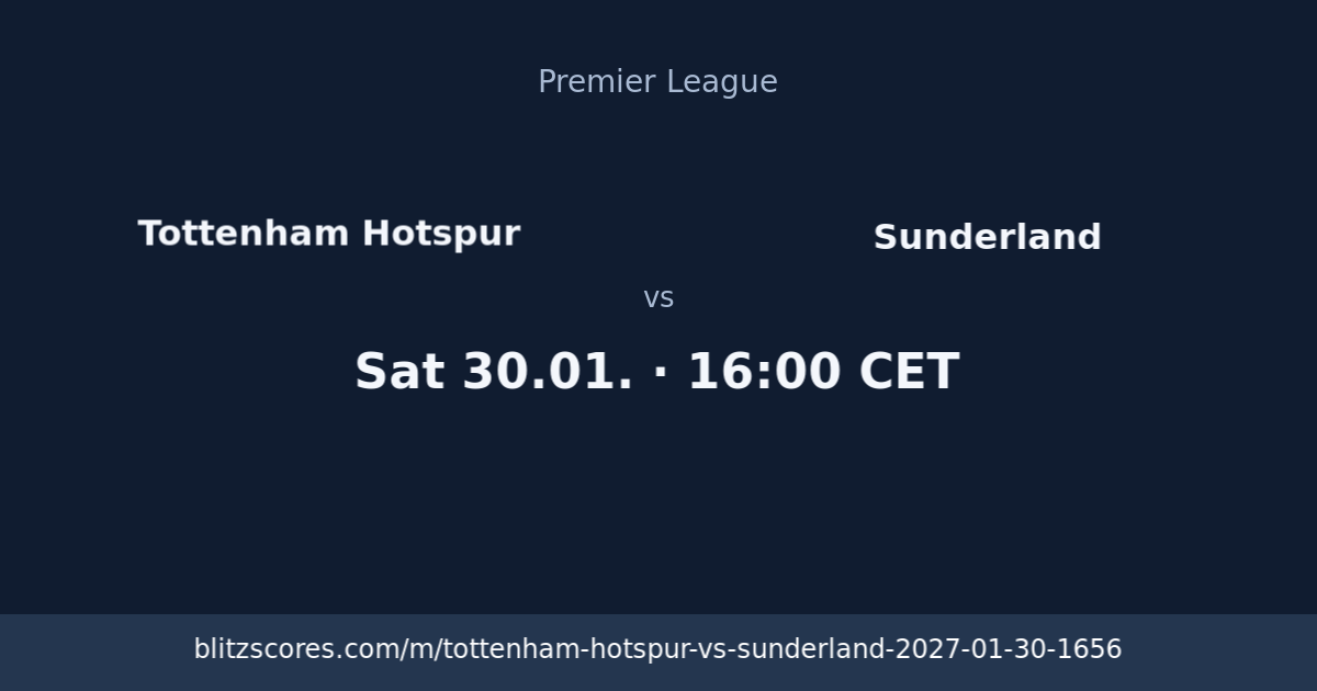 Tottenham Hotspur vs Sunderland score card