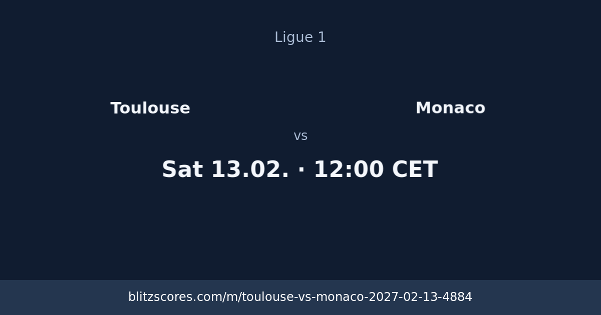 Toulouse vs Monaco score card