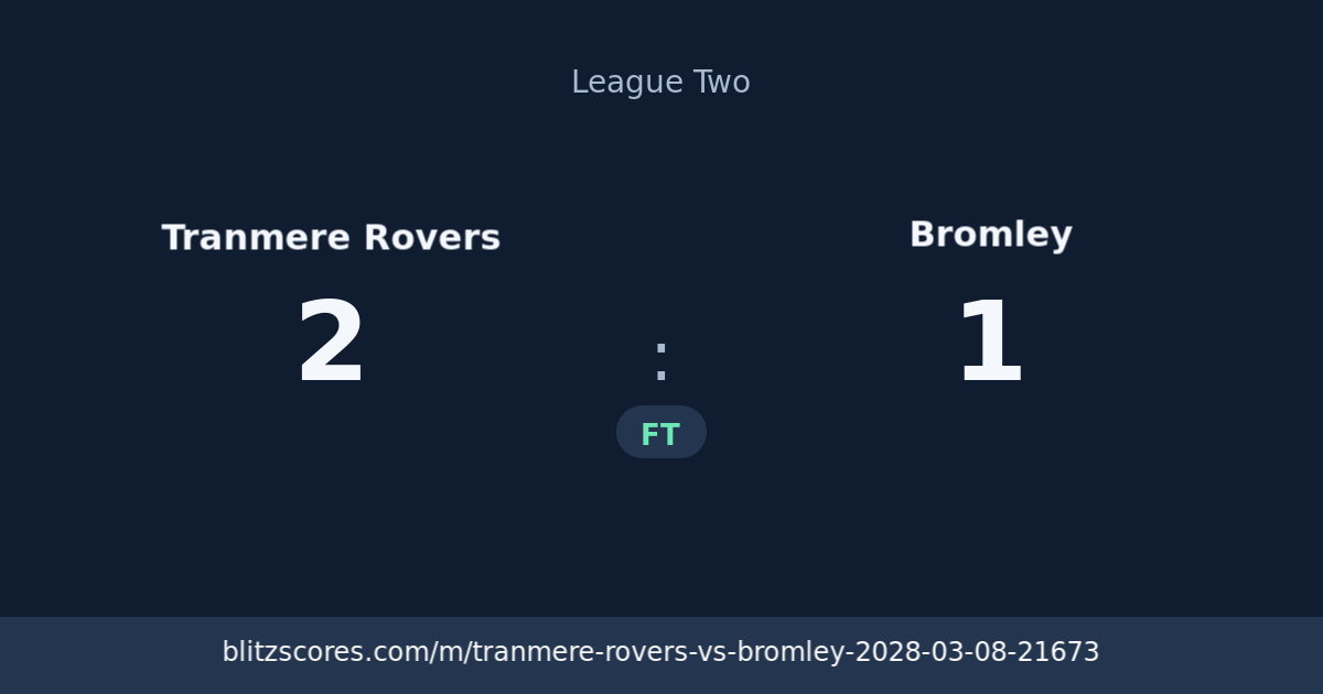 Tranmere Rovers vs Bromley score card
