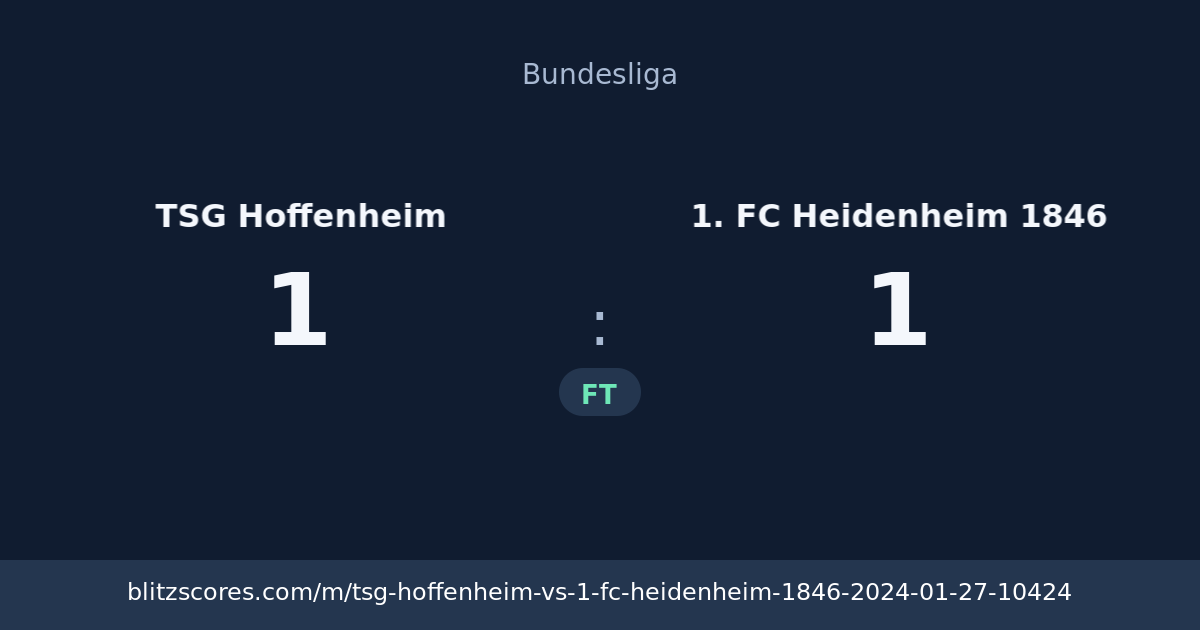 TSG Hoffenheim vs 1. FC Heidenheim 1846 score card