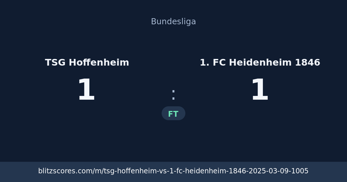 TSG Hoffenheim vs 1. FC Heidenheim 1846 score card