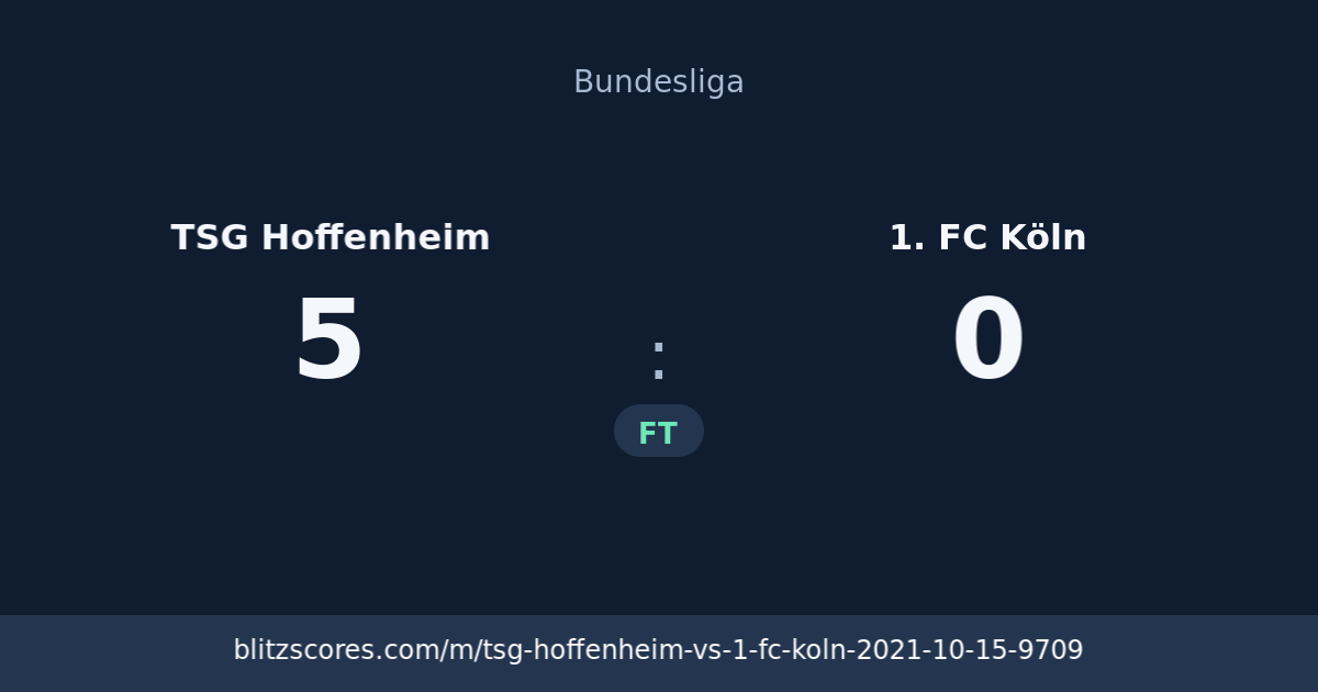 TSG Hoffenheim vs 1. FC Köln score card
